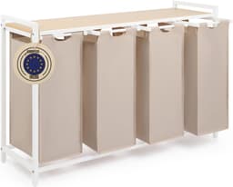 Florixa® Wasmand 4 Vakken - Wasmand - Wassorteerder - Crème- 111cm x 36cm x 73cm — thumbnail 1