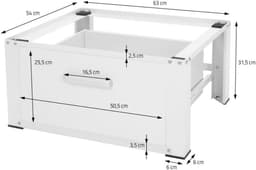 Aura® Wasmachine Verhoger - Wasmachine Verhoger met Lade - Wasmachine Sokkel Met Laadcapaciteit tot 150 KG - Wasmachine Kast - Wasmachine Ombouw – Wasmachineverhoger - Wit - ‎63cm x 54cm x 32cm — thumbnail 2
