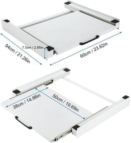 Stapelset Wasmachine - Tussenrek Droger - Ruimte Besparen - Uittrekbare Plank - 60cm Breed — thumbnail 5