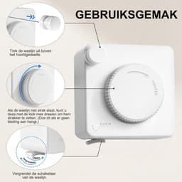 Uitschuifbare Waslijn voor Binnen en Buiten - Wandmontage en Intrekbaar — thumbnail 3