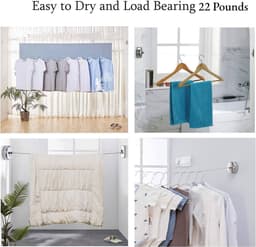 Retractable Clothesline - Invisible Clothesline - Stalen Kledinglijn voor Binnen en Buiten - Droogrek voor Hotel, Badkamer, Balkon — thumbnail 2