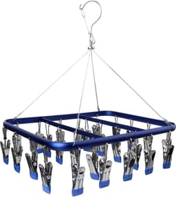 Nail Sock Drying Rack Aluminium Sock Hooks Underwear Hooks with Weatherproof Hooks Suitable for Socks Underwear Underwear Shoe Inserts Baby Clothing Gloves (Blue) — thumbnail 1