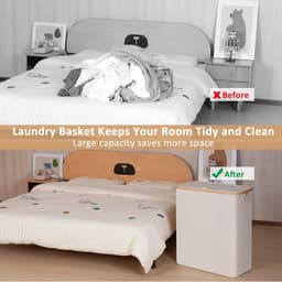 Wasmand voor wasgoed - XL, 150 liter, beige - opvouwbaar, 2 compartimenten — thumbnail 5
