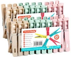 Plasticforte Wasknijpers - 40x stuks - pastel kleuren mix - kunststof - 7 cm - Was ophangen