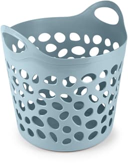Plasticforte Flexibele wasmand/opbergmand - 2x - rond - blauw - 30 liter - D40 x H39 cm — thumbnail 2