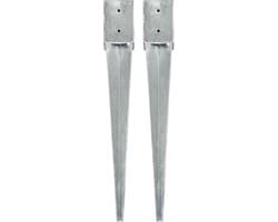vidaXL - Grondpinnen - 2 - st - 10x10x76 - cm - gegalvaniseerd - staal - zilverkleurig — afbeelding 1