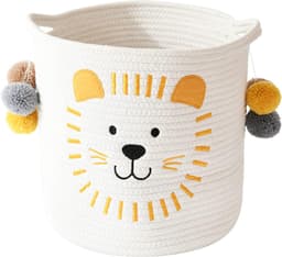 Opbergmanden voor speelgoed katoenen touw mand hond speelgoeddoos kinderen wasmand geweven deken mand met handvatten schattig dier wasmand, geschenkmand voor babykamer decor (leeuw) — thumbnail 1