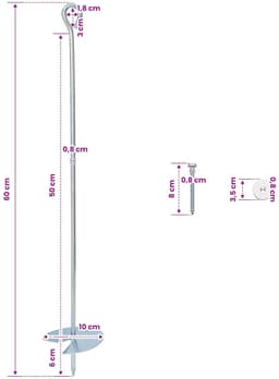 vidaXL - Aardanker - 2 - st - Ø10 - x - 60 - cm - Gegalvaniseerd - Metaal - zilver — thumbnail 2