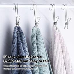 Lange staartklemmen - Wasknijpers met haak - Kleding ophangen - Roestvrij staal ontwerp - 10 stuks - Zilver — thumbnail 2