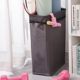 Smalle Opvouwbare Wasmand op Wieltjes (42L) - Hoge Vuilnisbak voor Kleding — thumbnail 2