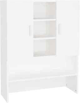 Wasmachinekast - Badkamerkast Organizer - Opbergen - Houten Constructie - 705 x 255 x 90 cm - Wit — thumbnail 4