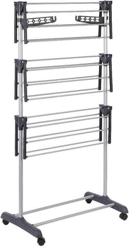 Staand Droogrek - Wasdroger Toren - Kleding Drogen - 3 Niveaus Met Wielen - 72 x 56 x 152 cm — thumbnail 1