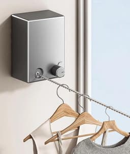 Uittrekbare Waslijn - Wanddroger Roestvrij Staal - Kleding Drogen - 4.2 Meter Verstelbaar - 20 kg Belasting - Zwart — thumbnail 1