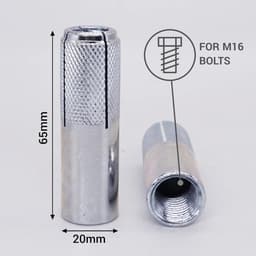 Beton Ankers - Wandpluggen Bouten - Vastzetten Materialen - Gelegeerd Staal - M16 x 65 mm — thumbnail 2