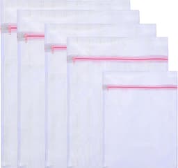 5-delige wasnetset - grof gaas - rechthoekige waszakken met rits - beschermt en voorkomt vervorming - ideaal voor delicate kleding - sweaters - shirts - ondergoed — thumbnail 1