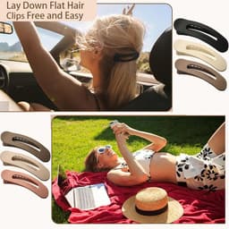 6 stuks platte klauwclips, grote platte haarclips voor vrouwen en meisjes, sterke grip, antislip haarklauwen voor dik dun haar (mat 5) — thumbnail 2