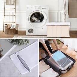 3x Mesh Waszakken 30x40cm, Wasnet voor Wasmachine, Waszak met Rits, Wit met Roze Accenten, Ideaal voor Kleding en Delicate Stoffen — thumbnail 4