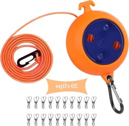 Verstelbare 26ft Reiswaslijn voor Kamperen, Buiten en Binnengebruik met 20 Windbestendige Wasknijpers en Ideaal voor Vakanties en Tuinactiviteiten — thumbnail 1