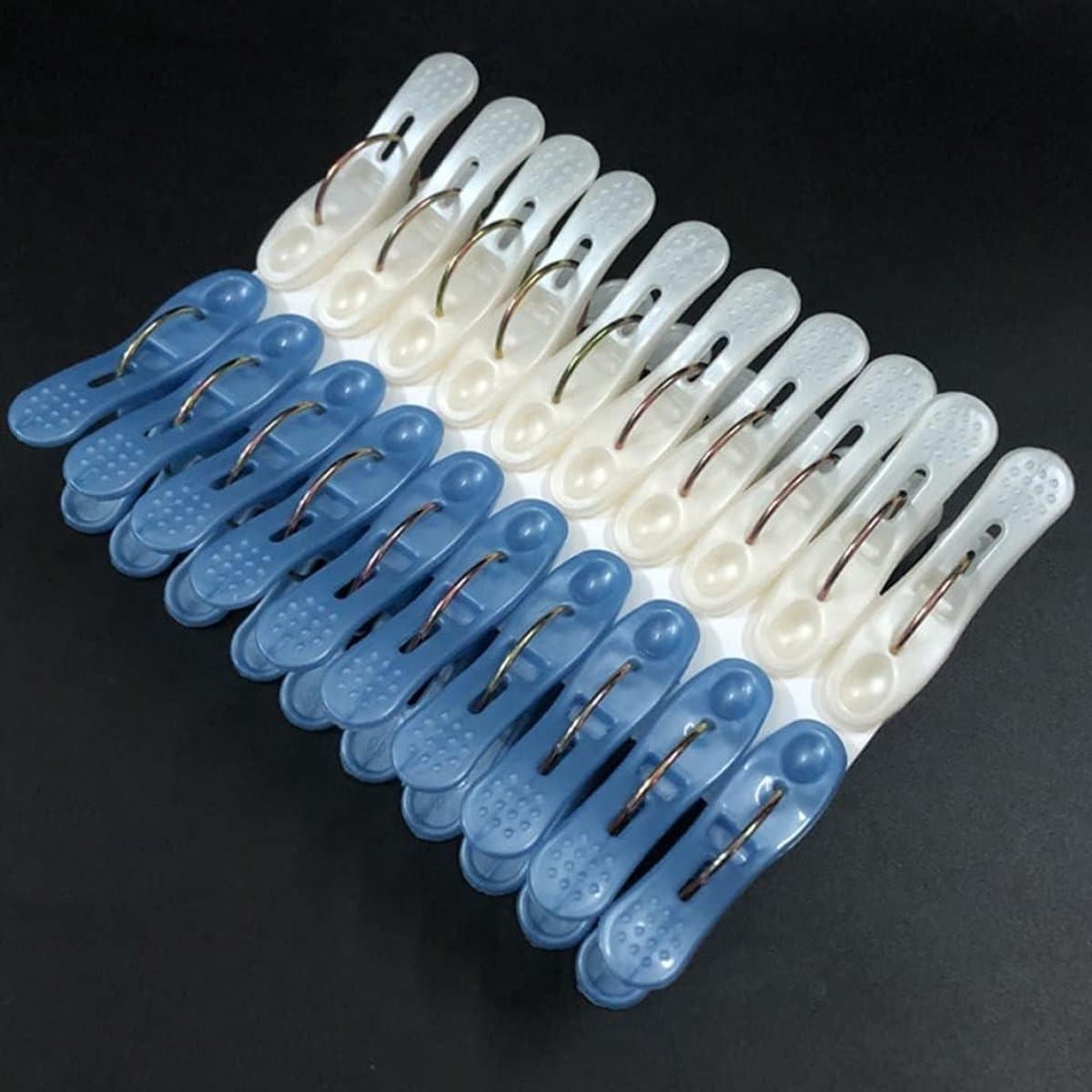 Wasknijpers Set - Kleding Clips - Kleding Drogen - Winddicht Ontwerp - 20 stuks - Blauw Wit — afbeelding 1
