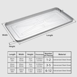 Lekbak voor Draagbare Airconditioner, Lekbak voor Airco Met Afvoer, Gegalvaniseerd Staal Airconditioneraccessoires voor Raamairco's en Mini-split-units(93x45x3cm/36.6x17.7x1.2in) — thumbnail 4