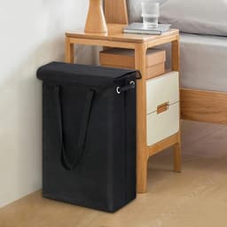 Wasmand Organizer - Opvouwbare mand - Vuile kleding - Versterkte bodem - 28.9 x 19 x 60 cm - Zwart — thumbnail 3