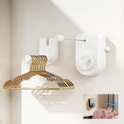 Uittrekbare Waslijn - Wandmontage Waslijn - Ruimte Besparen - Anti-doorhangend Ontwerp - 42 Meter - Wit — thumbnail 1