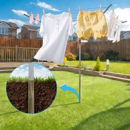 Paraplu droogmolen - Staande droger - Kleding drogen buiten - Flexibel opvouwbaar - 40 meter lijn - Zilver — thumbnail 2