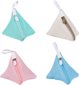 Set van 4 Mini Triangle Waszakken - Kleine Mesh Tassen voor Wasmachine met Rits en Ophanglus voor Ondergoed, Sokken en Delicate Kleding (4 Kleuren) — thumbnail 1