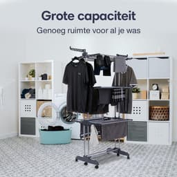 Waskrek - Droogrek Torens - Kleding Drogen - Opvouwbaar Met Wielen - 45 x 75 x 173 cm - Zwart — thumbnail 3