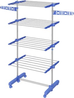 Wasdroger Wasrek 5 verdiepingen, opvouwbaar, One-Klick-System, 142 cm x 55 cm x 172 cm, Blauw + Zilver — thumbnail 2
