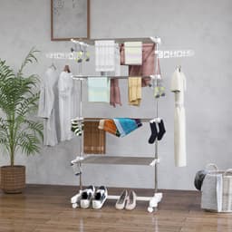 Droogrek opvouwbaar met zijvleugels binnen en buiten gebruik 142 x 55 x 172 cm 4 niveaus wit — thumbnail 4