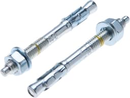 M12 Heavy-Duty betonanker 12 mm x 130 mm doorlopende bout voor 30 mm dikte Bevestiging, schroefdraadbout, gegalvaniseerd wiganker met ring, moer, dieptemarkering en expansiekegel, verpakking van 4 — thumbnail 1