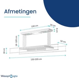 Wasophoogte® Elektrisch Droogrek - Plafonddroogrek Pro - Droogrek - Droogrek Elektrisch - Plafond Droogrek - 38 kg draagvermogen — thumbnail 3