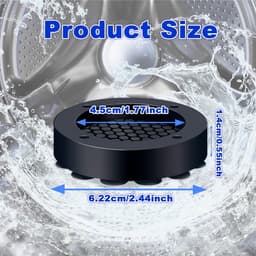 8-delige set anti-vibratie pads voor wasmachine en droger - Sterke zuignappen, antislip en geluidsdempende pads, voorkomen dat de wasmachine verschuift en beschermen de vloer - Zwart — thumbnail 2