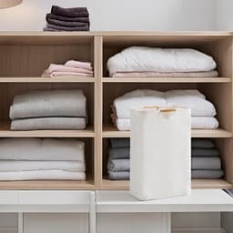 Ulisem - Wasmand - 72 liter opvouwbaar - 40x30x60 cm - Verstevigde handvatten - Waterafstotend - Wit - Zelfstaand - Lichtgewicht en draagbaar - Geschikt voor reizen en slaapzaal — thumbnail 2