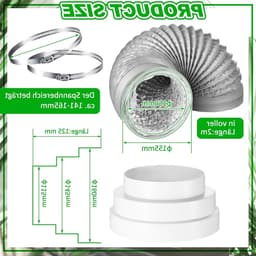 Afvoerslang Airco 150 mm x 2 m PVC verlenging - aluminium flexibele buis - roestvrijstalen klem - verloopstuk 120-160 mm - airconditioning wasdroger afzuigkap Afvoerslang Airco — thumbnail 5
