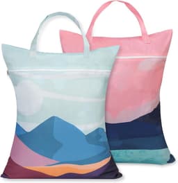 Reiswaszakken Set van 2, Ideaal voor Sport, Vakantie en Camping, Met Rits voor Vuile Was en Zwemkleding (Roze + Zwart) — thumbnail 1