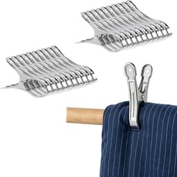 Wasknijpers Roestvrij Staal - Grote Klemmen - Kleding Ophangen - Windbestendig Antislip - 20 Stuks 9 cm - Zilverkleurig — thumbnail 1