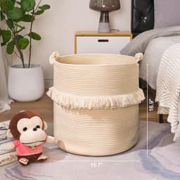 Opbergmand voor speelgoed en kleding - Grote geweven touwwasmand voor babykamer en woonkamer, 39,9 x 42,9 cm — thumbnail 2
