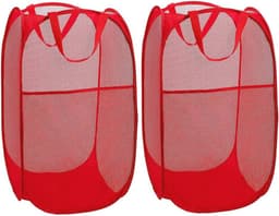 Opvouwbare wasmand set van 2 - Rood, 35 x 35 x 61 cm - Organizer voor vuile was en opberging — thumbnail 1