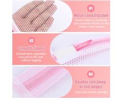 Set waszakken voor bh's en delicate kledingstukken - Zachte mesh zakken - 2-delige set - Duurzaam polyester met veiligheidsrits - Geschikt voor op reis en dagelijks gebruik - Roze