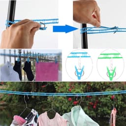 Waslijnen 2 Pack Waslijn Kleding met 24 stuks Clips Drogen Touw Draagbare Winddicht Reizen Waslijn voor Indoor Outdoor Wasserij Perfect Winddicht Kleding Line, Hanger voor Camping Thuis — thumbnail 4