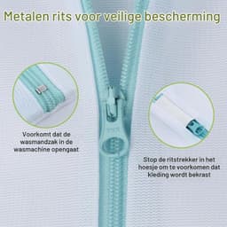2 Stuks Vuilwaszakken 50 x 60 cm, Wasnet met Metaalrits, Grote Waszak voor Ondergoed, Blouses en Sokken (Wit) — thumbnail 4