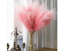 30 stuks Pampasgras, kleurverloop helder rood, droogbloemen boeket, 55 cm, gedroogd voor bloemen, thuisdecoratie
