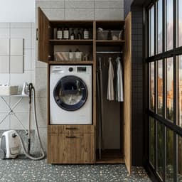 Roomart SERIE 2 Wasmachine Ombouwkast 179x205 cm - met Hoge Kast 45 - Eiken — thumbnail 4