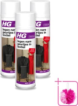 3 x HG - Tegen Nare Geurtjes In Textiel - Natuurlijk Zuiveringsproces - Veilig Voor Alle Textiel - 400 ml - Bulkverpakking - Geurverwijdering textiel - Douchemop - Stankmoleculen oplossen — thumbnail 1
