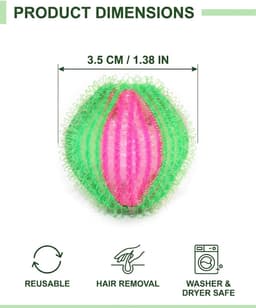 10 ballen voor de wasmachine 3,5 cm, ballen voor het verwijderen van dierenharen en haren tegen pluisjes, voor was en droger, gemengde kleuren. — thumbnail 4