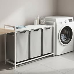 Klarven® Wasmand Grijs - Wasmand 3 Vakken - Wasmand met Vakken - Wasmanden - Laundry Basket - Opbergmand 114 Liter - Draagvermogen 20 kg — thumbnail 4
