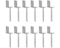 vidaXL - Hekankers - 12 - stuks - Zilver - 8x6x30 - cm - Gegalvaniseerd - staal