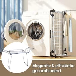 PolkaHome Staand droogrek met vleugels - 25 meter drooglijn - inklapbaar — thumbnail 3